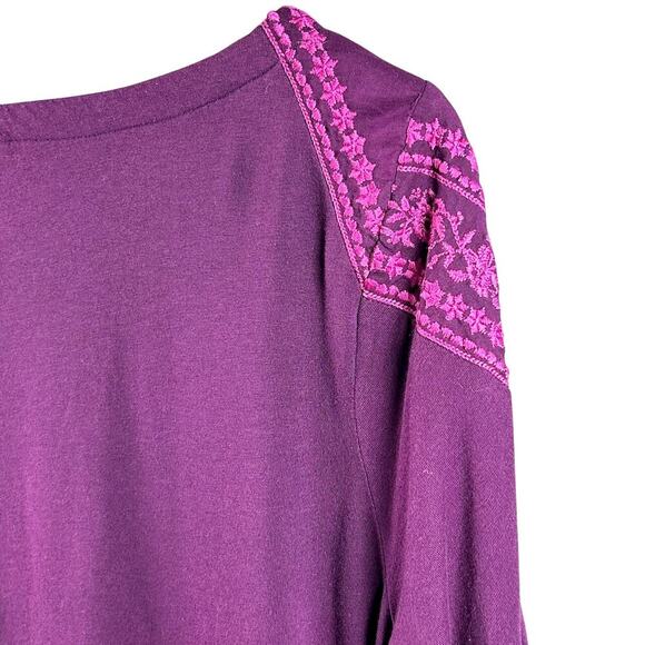 J, Jill Embroidered Casual Purple Oversized Comfort Boxy Lagenlook Large Tall - Picture 6 of 8